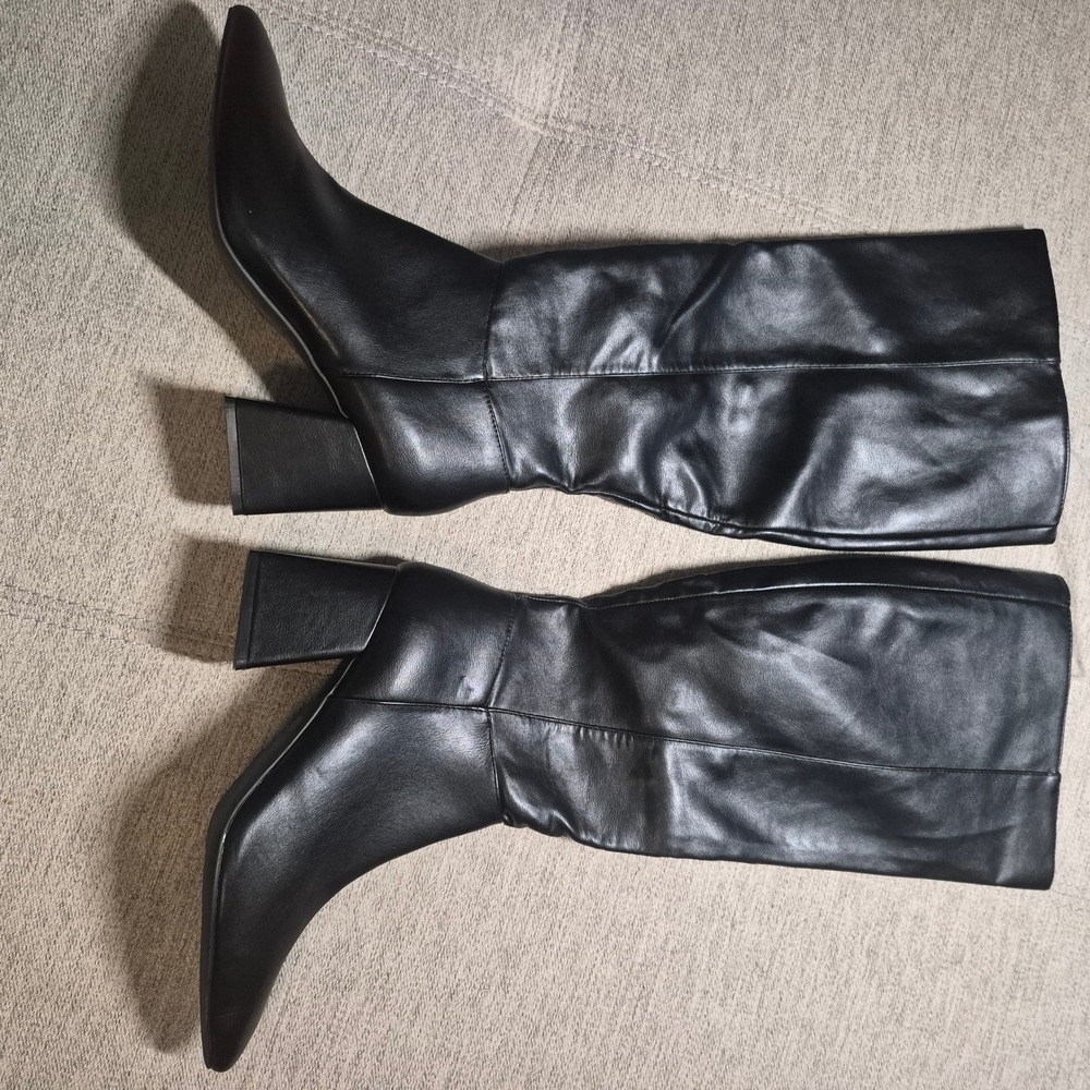 Journee Collection Tru Comfort Foam Black Tall Pointed Toe Block Heel Boots 12